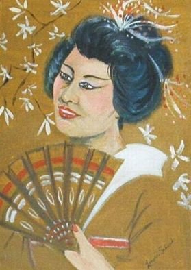 Lenore Schenk; Oriental  Young Lady, 1993, Original Painting Acrylic, 10 x 14 inches. Artwork description: 241   an acrylic painting on canvas board on illustration board.                 ...