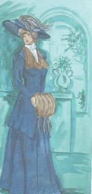 Lenore Schenk; Fashion Of Another Era, 2009, Original Watercolor, 11 x 21 inches. Artwork description: 241   lady in another Era, original watercolor on illustration paper.              ...