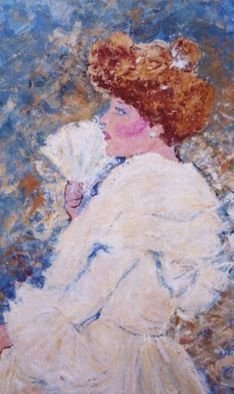 Lenore Schenk; The Debutante, 1993, Original Painting Acrylic, 25 x 36 inches. Artwork description: 241  a young lady from the 1900snot a portrait. just painting of a girl from another Era. large wooden fram, ready to hang.        ...