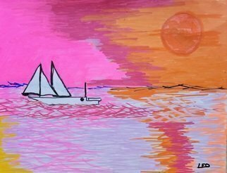 Leo Evans, 'A Beautiful Day For A Sail', 2021, original Mixed Media, 9 x 14  inches. Artwork description: 1911 New Art by Leo Evans   9x14   Mixed Media on Fine Artist Paper   Title:  A beautiful Day for a Sail    