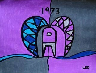 Leo Evans, 'Class Of 1973', 2021, original Mixed Media, 9 x 14  inches. Artwork description: 1911 Manual Arts H S Class of 1973   Acrylic Pens and Permanent Marker   Leo Evans. . . School Colors: Purple and Gray. . . Class Colors: Royal Blue and Powder Blue. ...