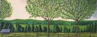 Patricia Leone; Pageland, 2018, Original Painting Oil, 40 x 16 inches. Artwork description: 241 Looking out over the fields of Pageland Farm, the artistaEURtms childhood home in small rural area that rapidly dwindling as massive development surrounds it. ...