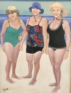 Patricia Leone; Boomers On Tybee, 2018, Original Painting Oil, 16 x 20 inches. Artwork description: 241 Three sisters enjoying the beach on Tybee Island, Georgia...