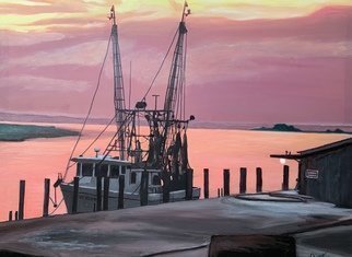 Patricia Leone; Shrimp Boat In Thunderbolt, 2020, Original Painting Oil, 30 x 40 inches. Artwork description: 241 Shrimp boat on Wilmington River along the intercostal waterway at sunrise in the fishing village of Thunderbolt, Georgia...