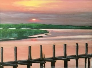 Patricia Leone; Summer Sunrise In Thunderbolt, 2018, Original Painting Oil, 24 x 18 inches. Artwork description: 241 Sunrise on Wilmington River along the intercostal waterway in the fishing village of Thunderbolt, Georgia...