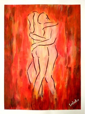 Leslie Abraham; Warm Bodies, 2017, Original Painting Acrylic, 9 x 12 inches. Artwork description: 241 Warm Bodies, Erotic, Romantic, Art Print, Acrylic on Paper...