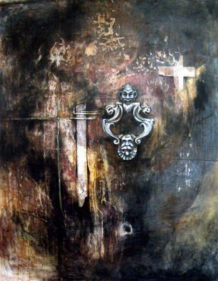 Leyla Munteanu; The Door Knocker, 2007, Original Mixed Media, 43 x 52 inches. Artwork description: 241  Acrylic and charcoal on paper. ...