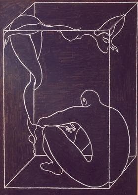 Lia Chechelashvili; Cube, 1993, Original Drawing Gouache, 60 x 86 cm. Artwork description: 241 gouache on cardboard...