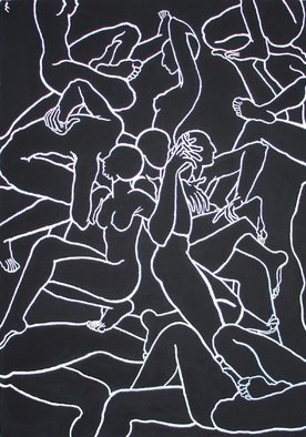 Lia Chechelashvili; Party, 1990, Original Drawing Gouache, 60 x 86 cm. Artwork description: 241  gouache on cardboard...