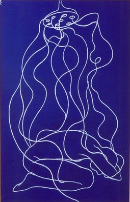 Lia Chechelashvili; Shower, 1994, Original Drawing Gouache, 52 x 80 cm. Artwork description: 241      gouache on cardboard      ...