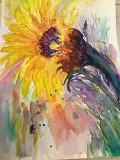 Pamela Gilbert; Sunflower For You, 2018, Original Watercolor, 15 x 11 inches. Artwork description: 241 Height of summerdays. ...