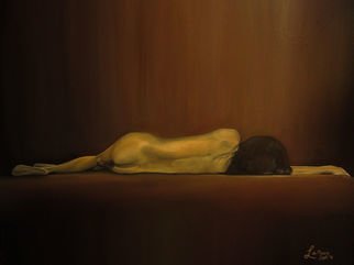 Liesel Du Plessis; Nude, 2012, Original Painting Oil, 71 x 56 cm. Artwork description: 241   Hand Nude Contemporary Human        ...
