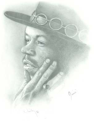 James Dailey; Jimi Hendrix, 2010, Original Drawing Pencil, 8 x 10 inches. Artwork description: 241   blues, music, rock, guitar, black  ...