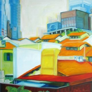 Lisa Reinke; Ann Siang Hill, 2008, Original Painting Oil, 24 x 24 inches. Artwork description: 241  Part of my 20/ 20 series as I explore and document my experiences in Singapore.   ( This painting would be shipped from Singapore. )...