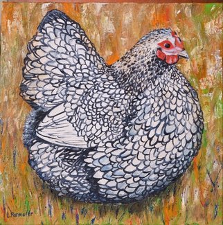 Lisa Parmeter; Dottie, 2014, Original Painting Oil, 8 x 8 inches. Artwork description: 241  Dottie, A Silver- Laded Wyandotte hen.  She is one in a series of three chicken paintings.  Original Oil, lithograph reproductions.   ...