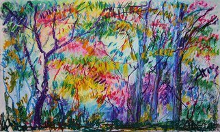 Andreas Loeschner Gornau, 'In The Forest 1', 2012, original Drawing Pastel, 43 x 26  cm. Artwork description: 2793   The colors of the original are more intense than in the photo) / Pastel on paper  ...