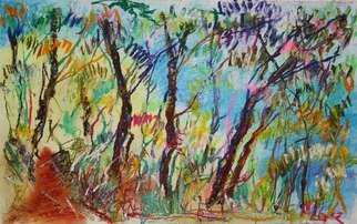 Andreas Loeschner Gornau, 'In The Forest 4', 2012, original Drawing Pastel, 42 x 25  cm. Artwork description: 2793     The colors of the original are more intense than in the photo) / Pastel on paper    ...