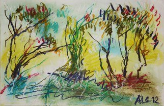 Andreas Loeschner Gornau, 'In The Forest 6', 2012, original Drawing Pastel, 42 x 27  cm. Artwork description: 2793    The colors of the original are more intense than in the photo) / Pastel on paper   ...
