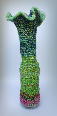 Andreas Loeschner Gornau, ' Small Vase 7, Picture 2 Of 5', 2014, original Crafts, 15 x 40  x 15 cm. Artwork description: 2103   Small vase 7, picture 2 of 5 Crochet over glass 15 x 15 x 40 cm by Andreas Loeschner- Gornau 2014       ...