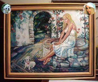Vranceanu Aurelian; The Lady At The Well , 2014, Original Painting Oil, 62 x 52 cm. Artwork description: 241  The lady at the well - oil on canvas impresionism romantic- 62x52cmm - - - - for info - tel +40764800326 or +40724633073 mail radu_ aurel2004@ yahoo. com    ...