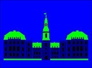 Asbjorn Lonvig, 'Christiansborg Palace Blue', 2006, original Printmaking Serigraph, 139 x 201  cm. Artwork description: 27288 Print on Canvas.Christiansborg Palace on Slotsholmen in central Copenhagen is the home of Denmark' s three supreme powers: the executive power, the legislative power, and the judicial power. It is the only building in the world which is the home of all a nation' s three ...