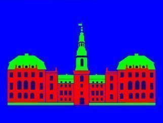 Asbjorn Lonvig, 'Christiansborg Palace Red', 2006, original Printmaking Serigraph, 139 x 201  cm. Artwork description: 27288 Print on Canvas.Christiansborg Palace on Slotsholmen in central Copenhagen is the home of Denmark' s three supreme powers: the executive power, the legislative power, and the judicial power. It is the only building in the world which is the home of all a nation' s three ...