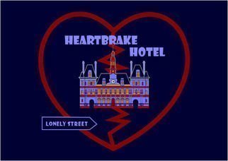 Asbjorn Lonvig, 'Heartbrake Hotel', 2010, original Printmaking Serigraph, 23.4 x 33  cm. Artwork description: 3483                                       For sale is 1 original inks on canvas, size: 84 x 59,4 cm ( 33. 1
