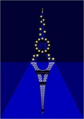 Asbjorn Lonvig, 'The Eiffel Tower Mirrored', 2010, original Printmaking Serigraph, 23.4 x 33.1  cm. Artwork description: 4173                 For sale is 1 original inks on canvas, size: 84 x 59,4 cm ( 33. 1
