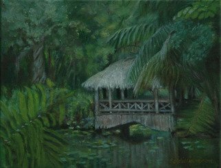 Lorrie Williamson; The Tiki Bridge   , 2004, Original Painting Oil, 14 x 11 inches. Artwork description: 241  The Quonset Bridge adds to the natural wonder of the Bonnet House landscape. ...