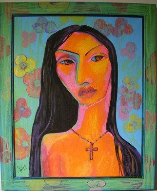 Louise Parenteau; CHILI, 2020, Original Painting Acrylic, 13 x 23 inches. Artwork description: 241 Portrait, expressionisme, woman, south American,Chili...