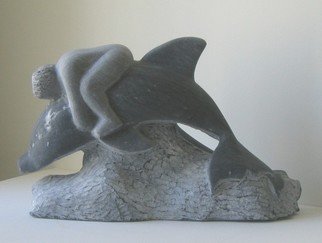 Lou Lalli; Boy On A Dolphin, 2009, Original Sculpture Stone, 18 x 12 inches. Artwork description: 241  West Rutland Blue Marble         ...