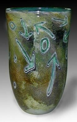 Lawrence Tuber; Chaos, 2003, Original Glass Blown, 9 x 12 inches. Artwork description: 241 Blown,  Hand Carved & Re- Blown Glass Vessel...