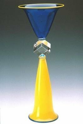Lawrence Tuber; Cobalt And Yellow Double ..., 2002, Original Glass Blown, 9 x 22 inches. Artwork description: 241 Blown and Cold worked Glass...