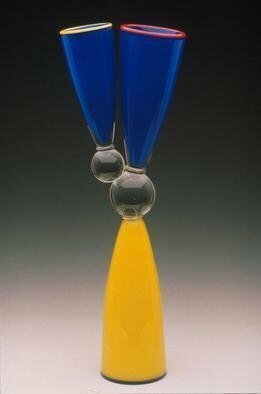 Lawrence Tuber; Vessel Family, 2002, Original Glass Blown, 9 x 21 inches. Artwork description: 241 Blown Glass Construction with optical Glass Spheres...