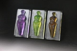 Lawrence Tuber; Astarte Triptych, 2022, Original Glass Cast, 18 x 9 inches. Artwork description: 241 Cast lead crystal, ladle cast soda lime glass.  Wall mounted...