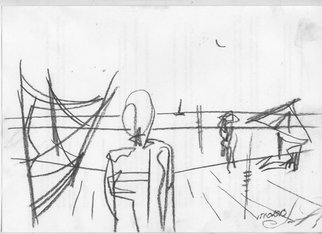 Vladimir Lubimov; To The Shore, 2013, Original Drawing Charcoal, 30 x 21 cm. Artwork description: 241  Modernism, Postmodernism, sea, beach, story composition, genre painting ...