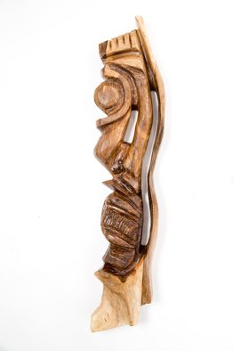 Blazej Siplak; Head N 2, 2017, Original Sculpture Wood, 25 x 112 cm. Artwork description: 241 wood, head, abstract, walnut, sculpture, art. brown...
