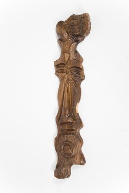 Blazej Siplak; Head N 5, 2017, Original Sculpture Wood, 29 x 130 cm. Artwork description: 241 wood, head, sculpture, abstract, brown, walnut...