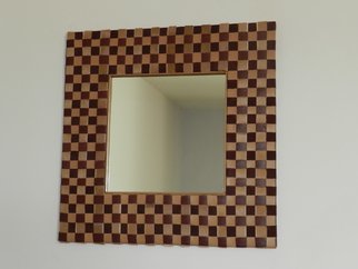 Evelyne Parguel; Mirror  Checkered, 2015, Original Leather, 50 x 50 cm. Artwork description: 241 beautiful mirror checkered burgundy marsala and dark beige veritable leather lamb and hairy calf ...