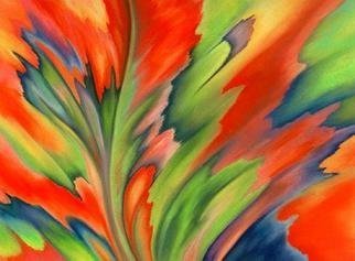 Lucy Arnold; Autumn Flame, 1988, Original Giclee Reproduction, 24 x 18 inches. Artwork description: 241 Signed, limited edition giclee print of original pastel abstract painting.  This work was inspired by the amazing color and organic forms of autumn leaves. ...