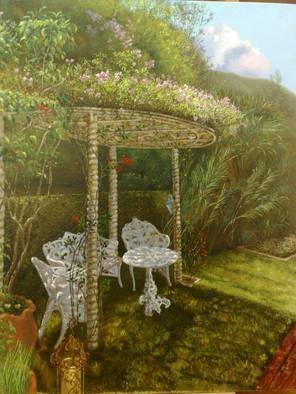 Luiz Henrique Azevedo; A Nook With An Arbor In I..., 2013, Original Painting Oil, 40 x 50 cm. Artwork description: 241 A lyrical way to see the arbor and their flowers arising in the spring. ...