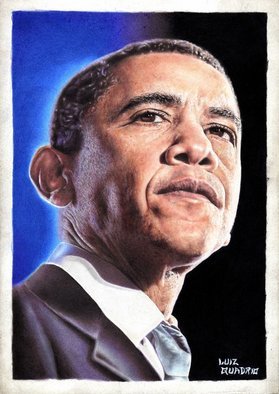 Luiz Quadrio; President Obama  Colored ..., 2009, Original Drawing Pencil, 21 x 29.5 cm. Artwork description: 241 Hyper Realism in 100% color pencilsThis work was made only with colored pencils of brand brazilian Faber Castell colored pencils ( not aquarelle pencils) ....