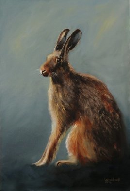 Tom Lund-Lack, 'Hare Resting', 2014, original Painting Oil, 60 x 40  x 2 cm. Artwork description: 2448  Had a boozy lunch with a friend who had a print of a hare that he was very fond of and challenged me to do one.  This is the result - a hare alert but still just for a moment. ...