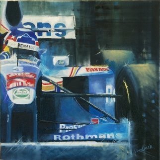 Tom Lund-Lack, 'High Point', 2009, original Painting Oil, 12 x 12  x 2 cm. Artwork description: 2793  Whilst a generic painting of the drama of F1 racing, this small box canvas nevertheless represents Jacques Villenueve at the wheel of the Renault when he won the F1 title in 1997. ...