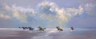 Tom Lund-Lack, 'Holkham Riders', 2015, original Painting Oil, 120 x 50  x 0.2 cm. Artwork description: 2103 Riders having fun on the vast expanse of Holkham Beach in Norfolk.  Sold at a charity auction for USD2415 on 3rd February 2018. ...
