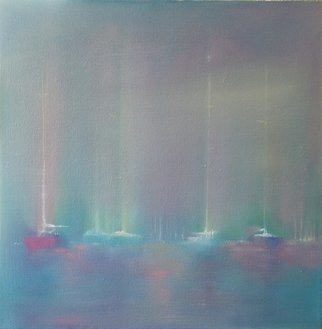 Tom Lund-Lack, 'Yachts In Mist', 2008, original Painting Oil, 12 x 12  x 2 cm. Artwork description: 2448  Inspired by a view of yachts in and around Levington Marina on the river Orwell in Suffolk. To those that know the area there is a lot of artistic licence in the painting which is really just about morning light and I aimed to be as loose ...