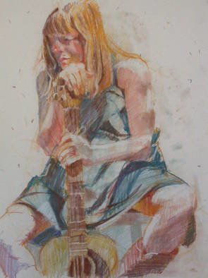 Lucille Rella, 'Figure Study With Instrument', 2009, original Pastel, 18 x 24  inches. 