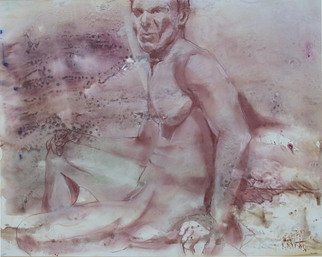 Lucille Rella, 'Male Nude Seated ', 2010, original Mixed Media, 24 x 18  inches. 