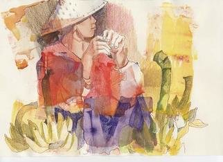 Lucille Rella, 'Street Vendor', 2004, original Watercolor, 11 x 8  inches. Artwork description: 3495 Mandalay, Burma a page from my travel journal. You can order an 8 x 11 ( original size) print of this page. Each page is printed on heavy stock, carefully color- matched to the original.  ...