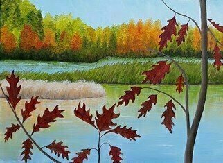 Lora Vannoord; The Wickham Marsh, 2020, Original Painting Oil, 12 x 16 inches. Artwork description: 241 Original oil painting of a marsh in New York, next to Lake Champlain.  The fall colors are in their best display here when viewing from the road.  purchase includes frame. ...